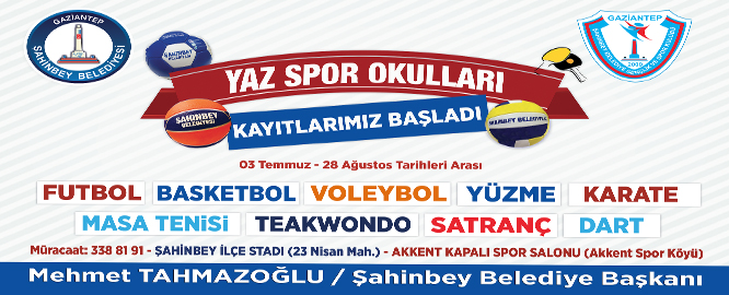 ahinbeyde Yaz Spor Okulu Kaytlar Balyor
