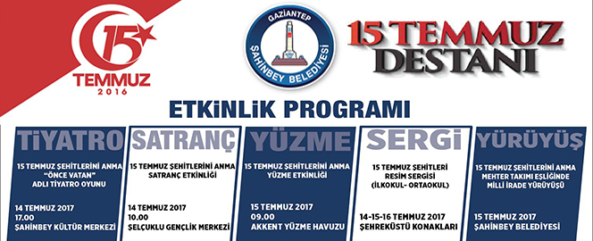 15 Temmuz Ruhu ahinbeyde Yaatlacak