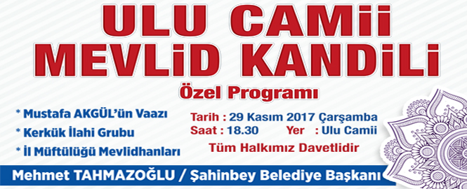 ahinbey Belediyesinden Mevlid Kandili in zel Program