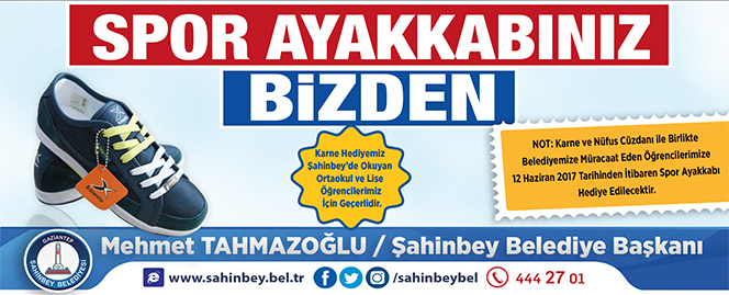 ahinbey Belediyesinden rencilere Karne Hediyesi 150.000 Ayakkab