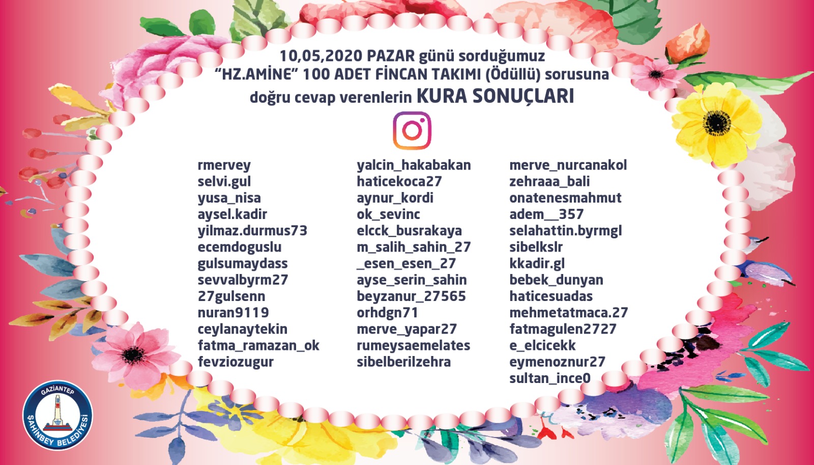 "Hz Amine" Cevapl Sorumuzun Kura Sonular (NSTAGRAM)
