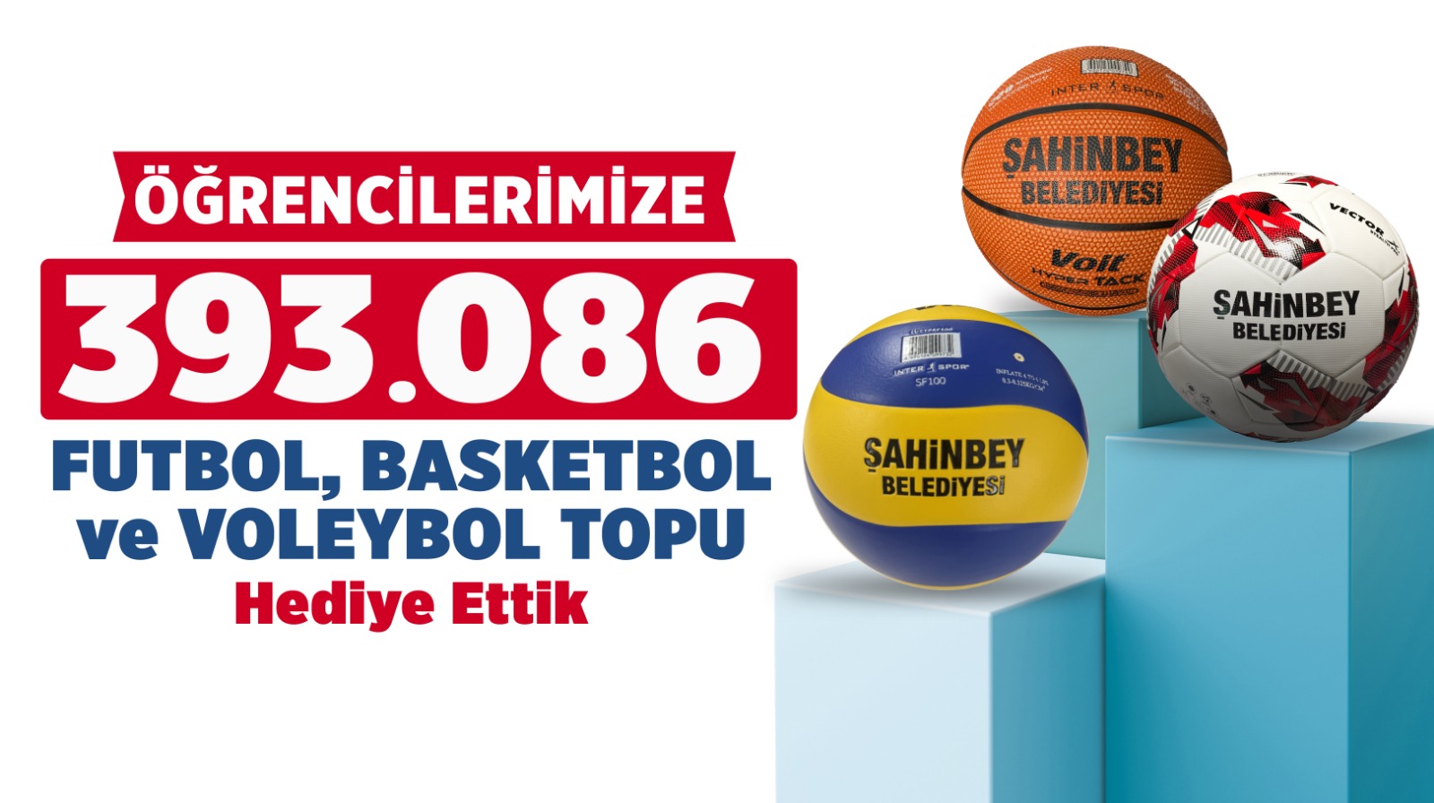 ��rencilerimize Futbol, Basketbol ve Voleybol Topu Hediye Ettik
