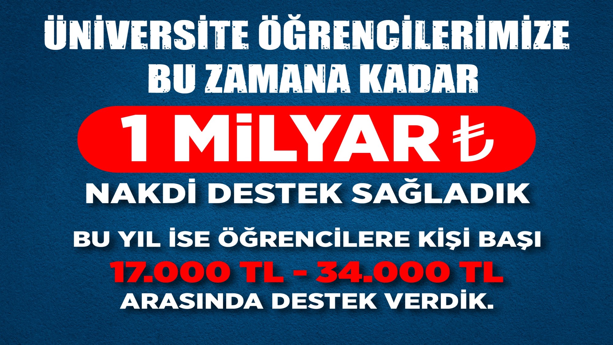 niversite rencilerine 1 MLYAR TL Destek Saladk